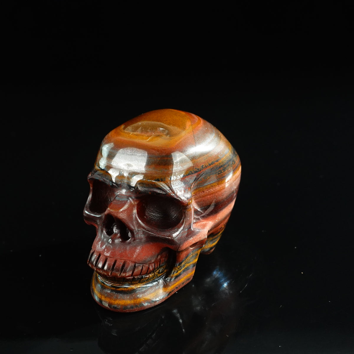 3.0" Tiger Iron Crystal Skull Carving - Unique Piece #TI13