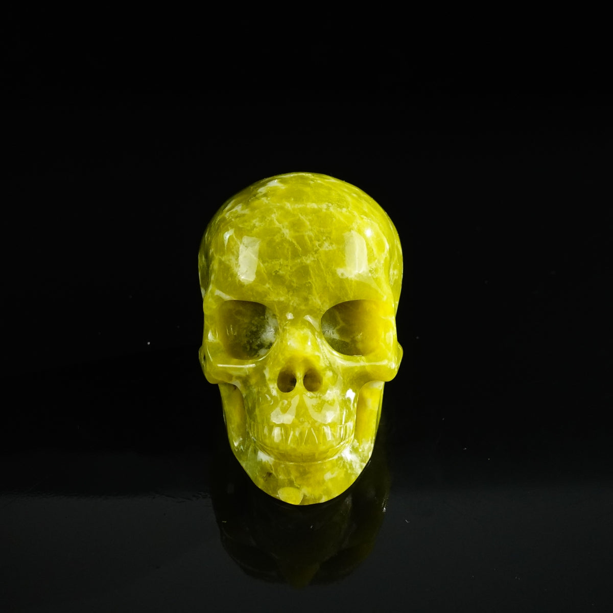 3.0" Serpentine Crystal Skull Carving - Unique Piece #XJ01