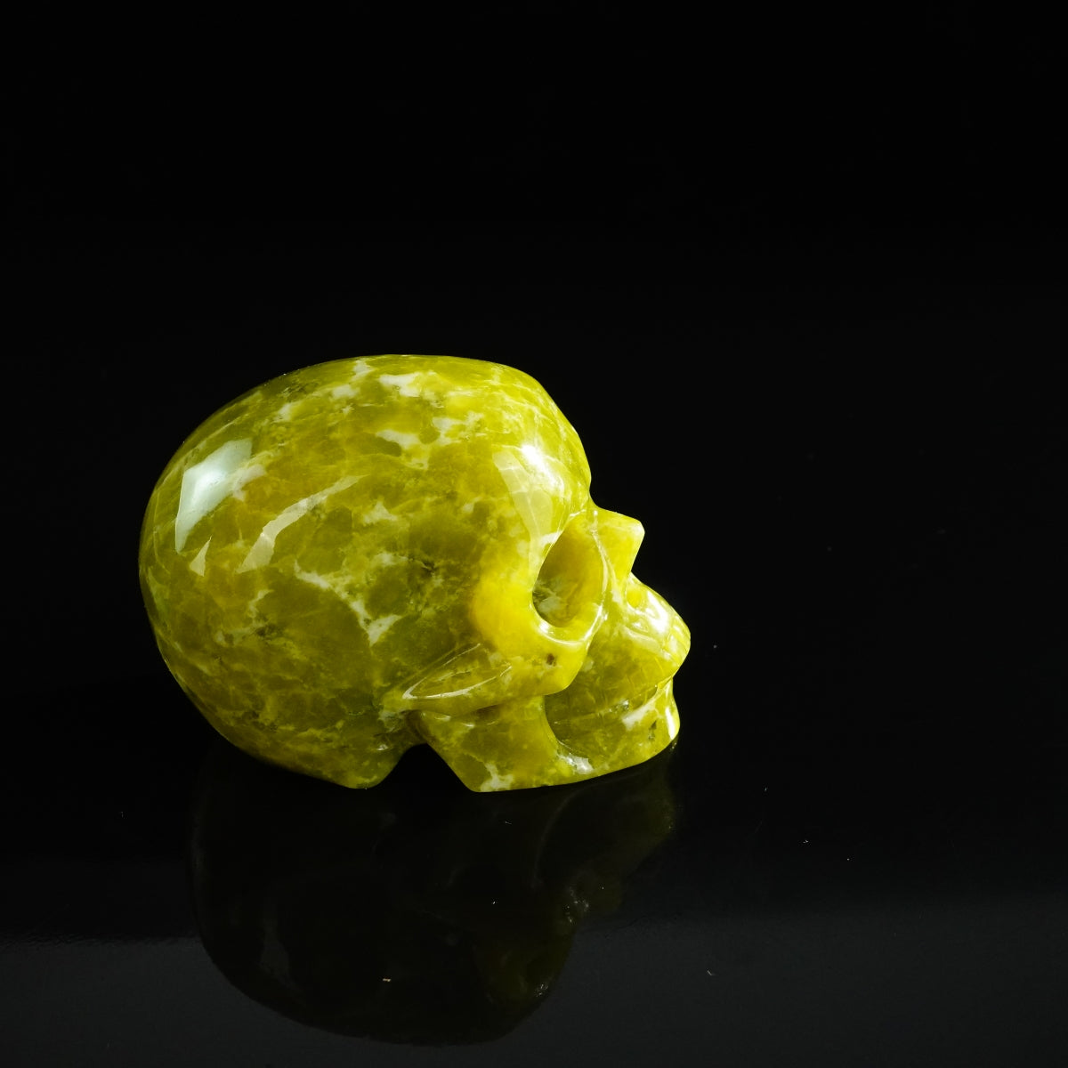3.0" Serpentine Crystal Skull Carving - Unique Piece #XJ01
