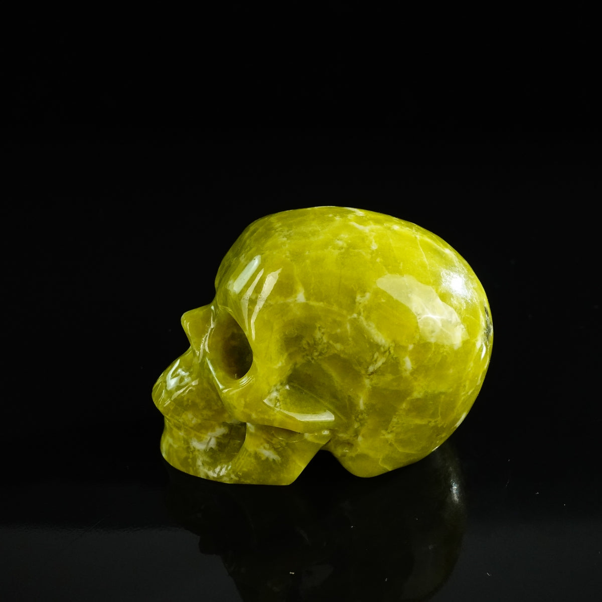 3.0" Serpentine Crystal Skull Carving - Unique Piece #XJ01