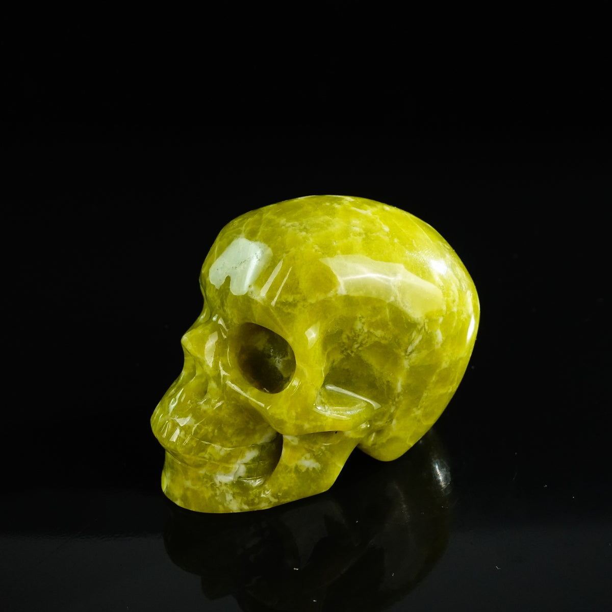 3.0" Serpentine Crystal Skull Carving - Unique Piece #XJ01