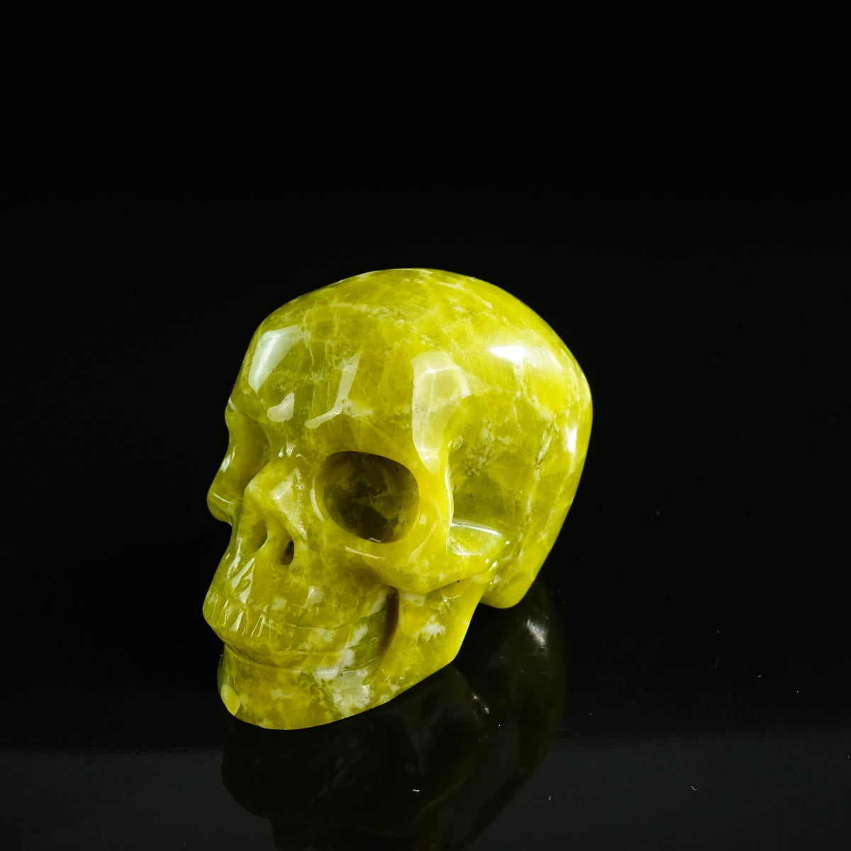 3.0" Serpentine Crystal Skull Carving - Unique Piece #XJ01