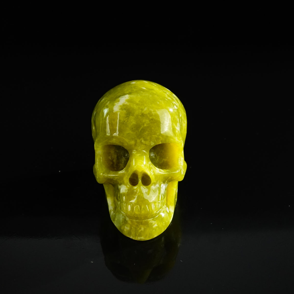 3.0" Serpentine Crystal Skull Carving - Unique Piece #XJ02