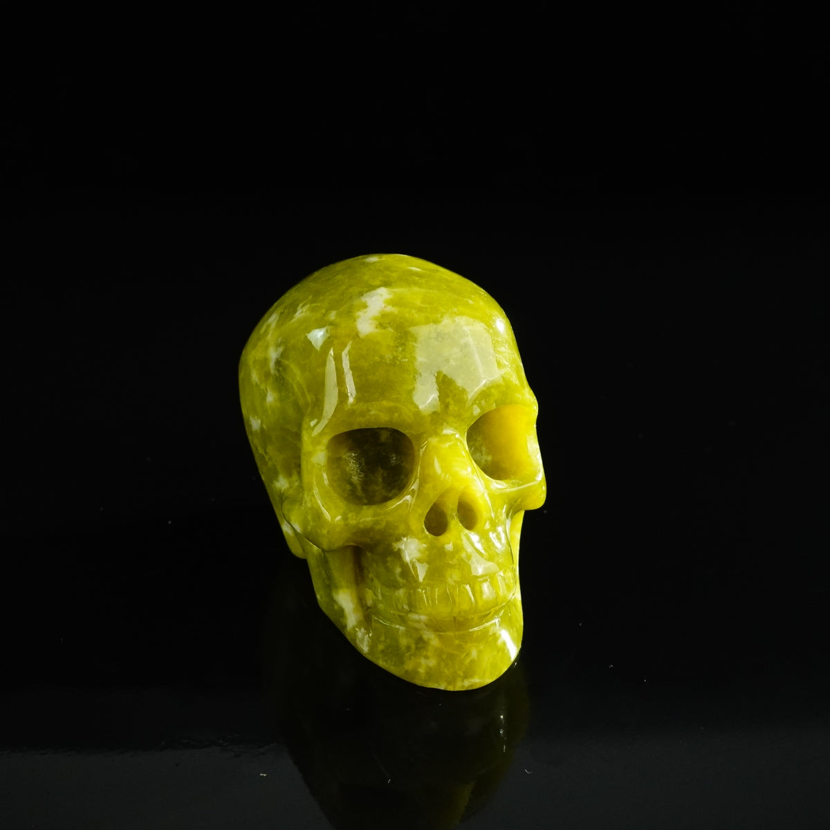 3.0" Serpentine Crystal Skull Carving - Unique Piece #XJ02