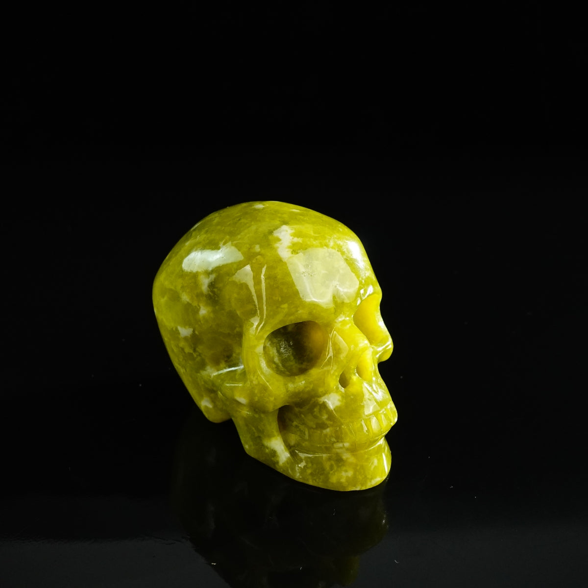 3.0" Serpentine Crystal Skull Carving - Unique Piece #XJ02