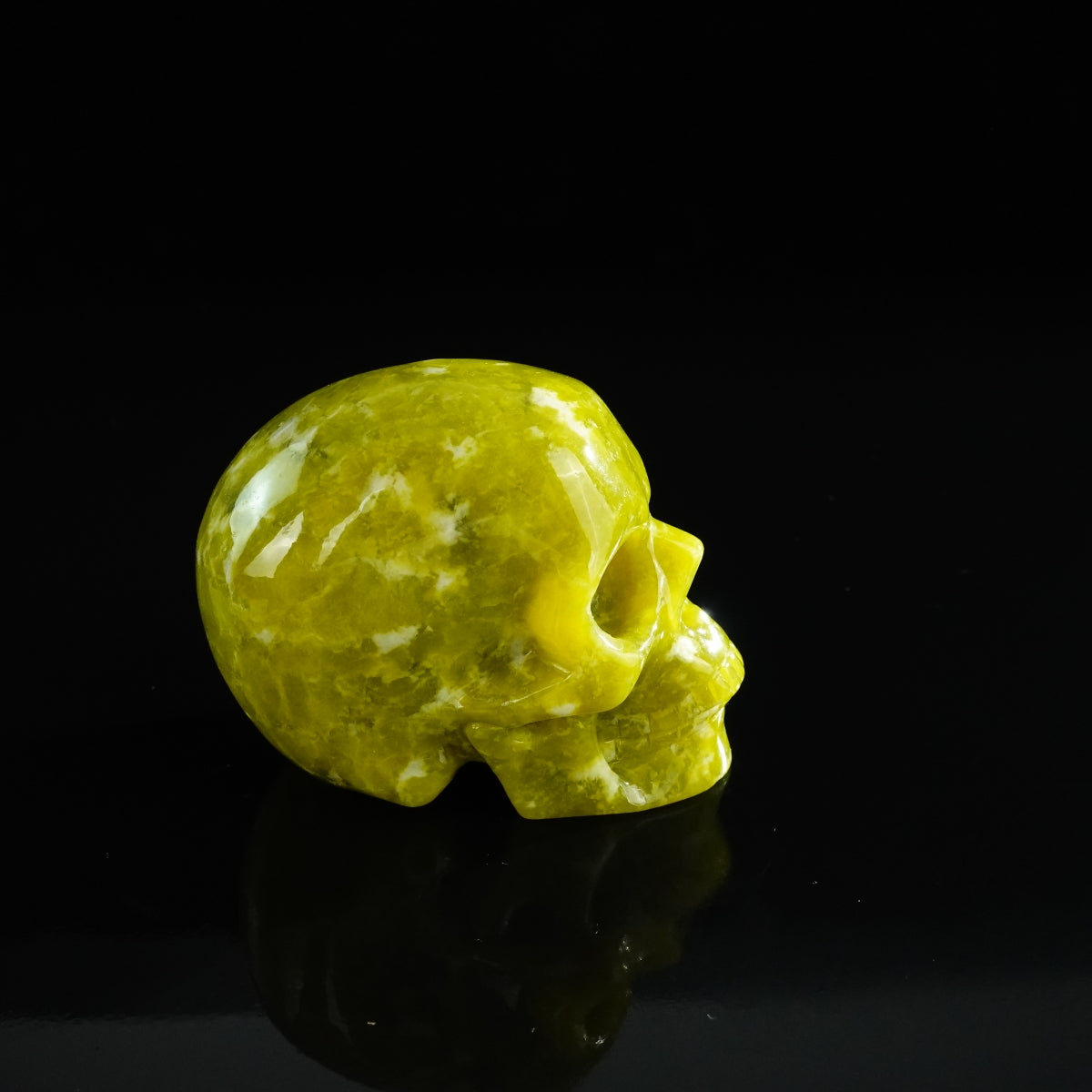 3.0" Serpentine Crystal Skull Carving - Unique Piece #XJ02