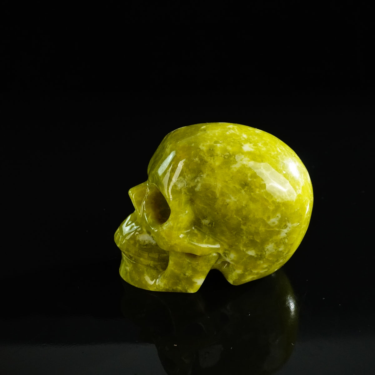 3.0" Serpentine Crystal Skull Carving - Unique Piece #XJ02