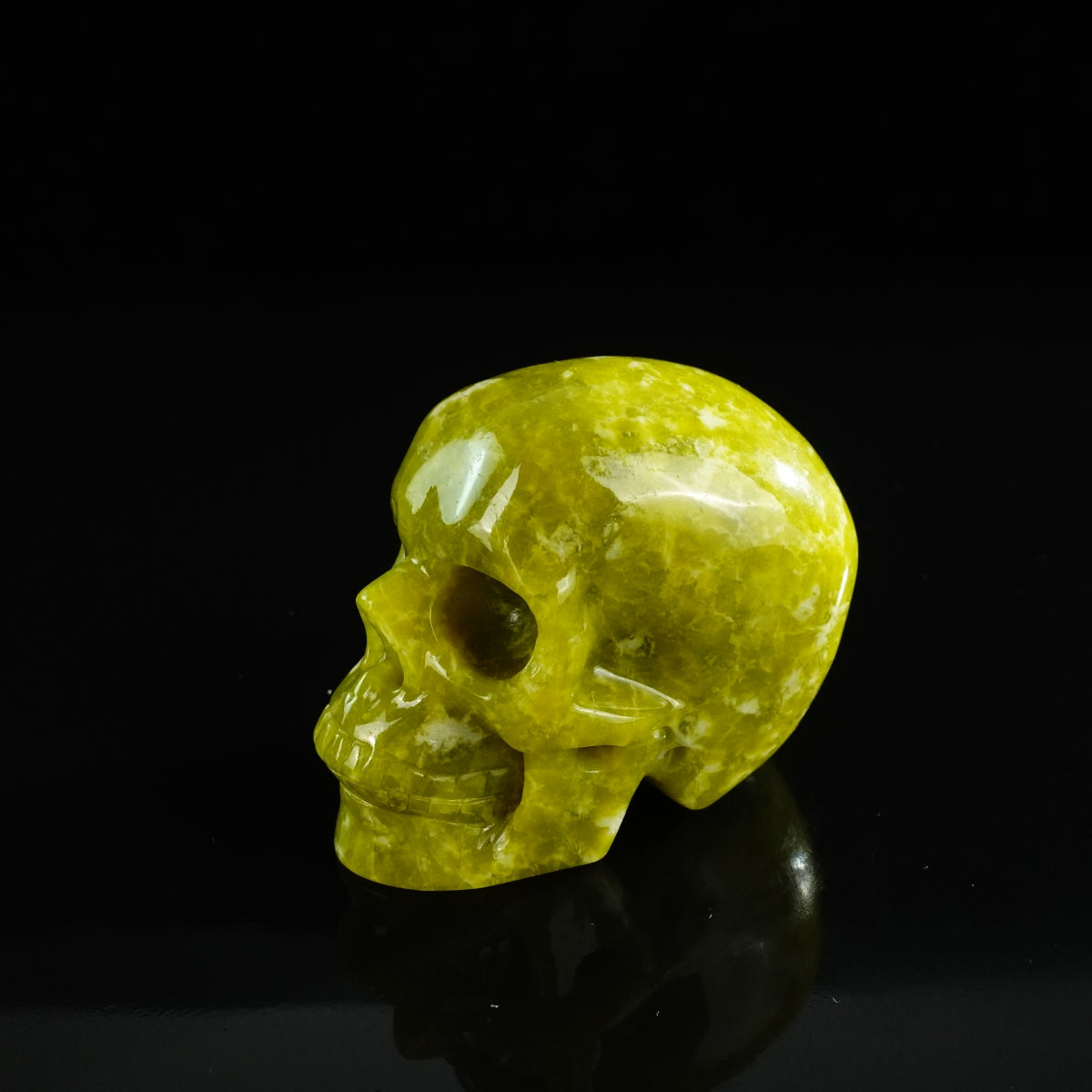 3.0" Serpentine Crystal Skull Carving - Unique Piece #XJ02