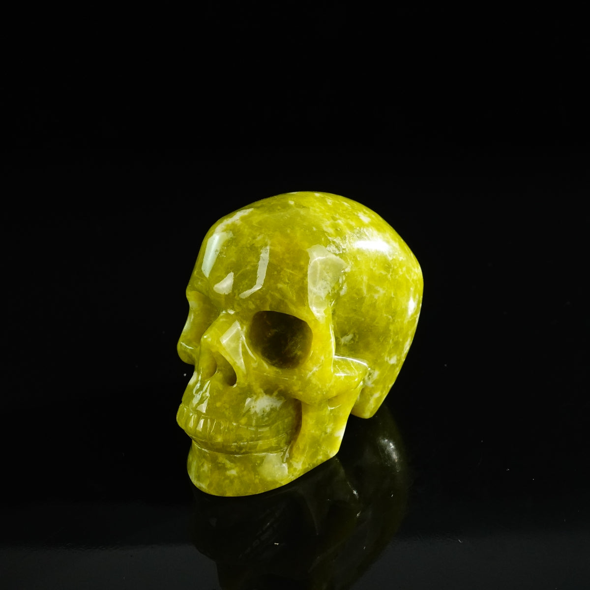 3.0" Serpentine Crystal Skull Carving - Unique Piece #XJ02