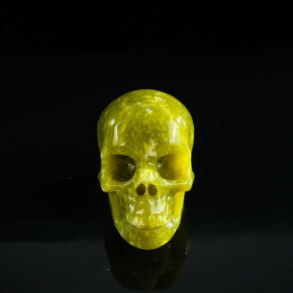 3.0" Serpentine Crystal Skull Carving - Unique Piece #XJ03