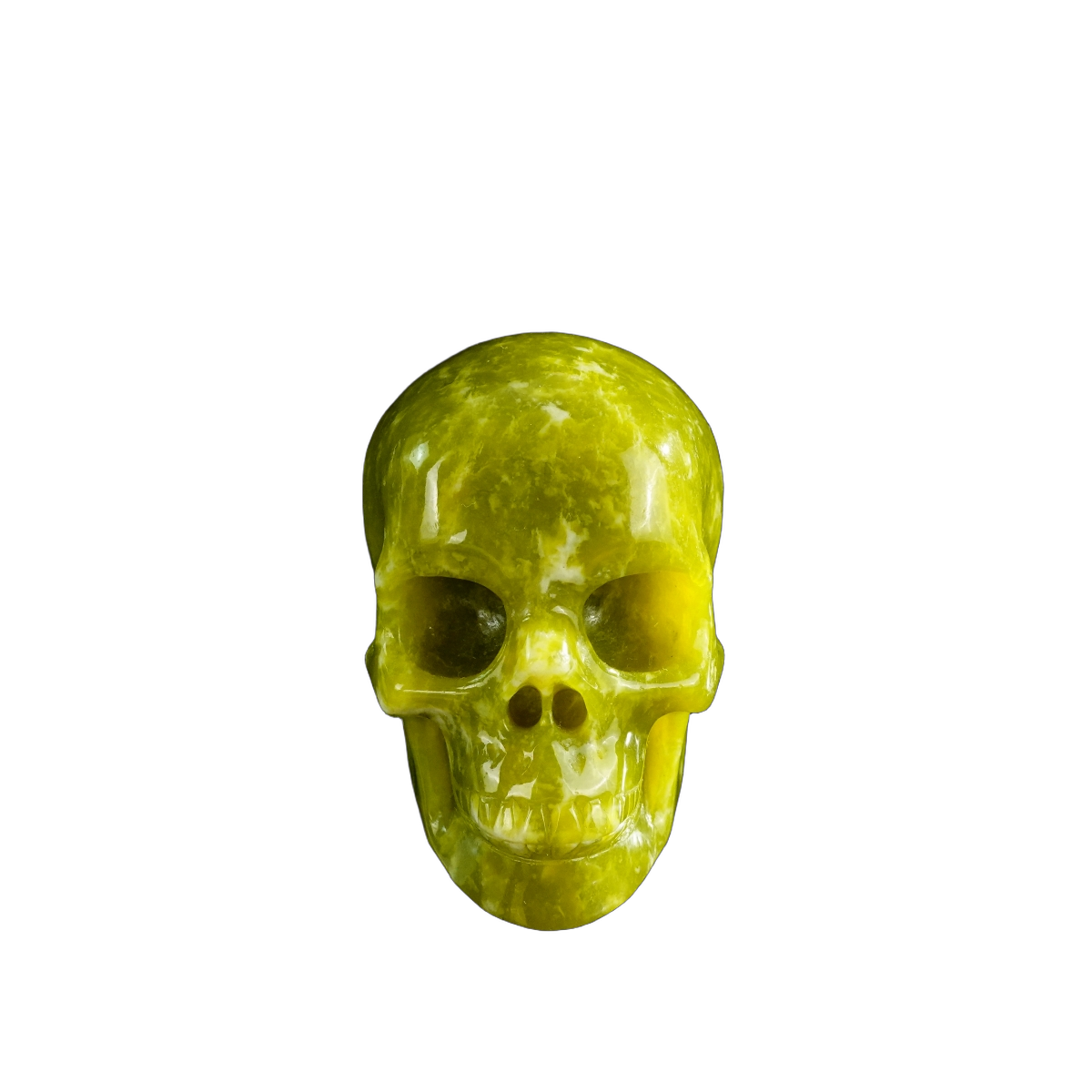 3.0" Serpentine Crystal Skull Carving - Hand Carved Decor