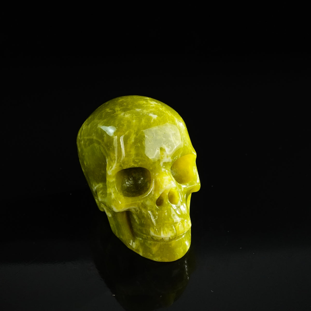 3.0" Serpentine Crystal Skull Carving - Unique Piece #XJ03