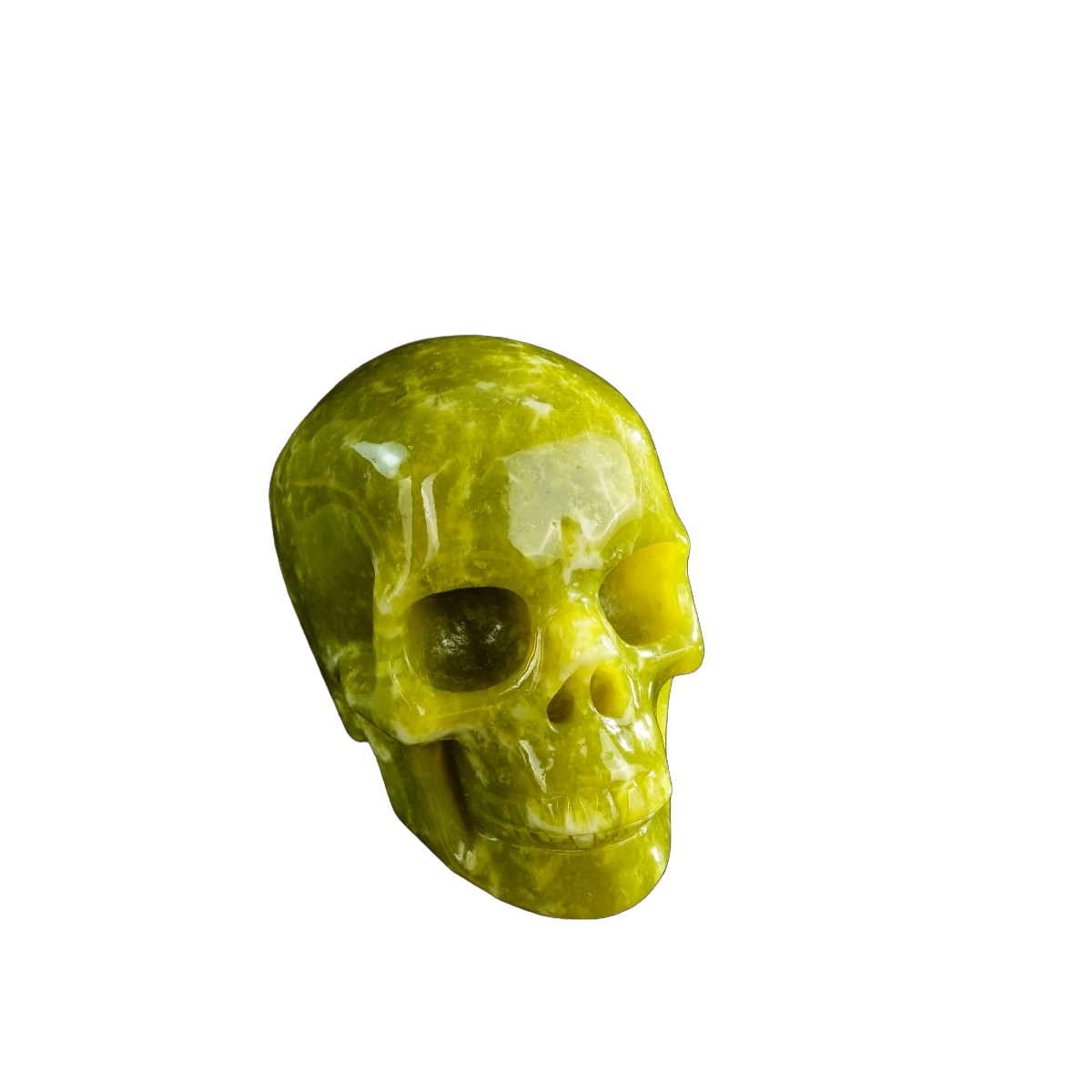 3.0" Serpentine Crystal Skull Carving - Hand Carved Decor
