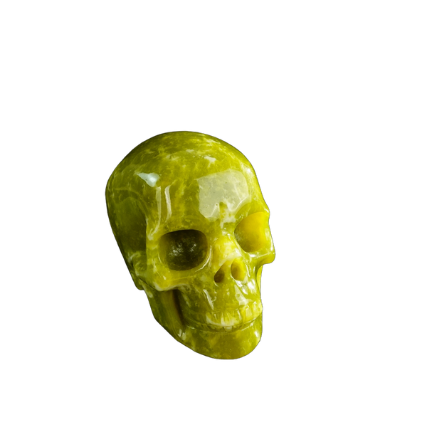 3.0" Serpentine Crystal Skull Carving - Hand Carved Decor - alternate view