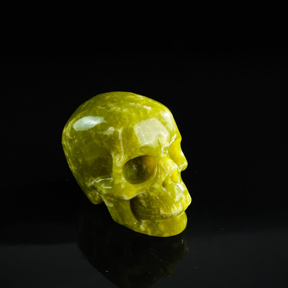 3.0" Serpentine Crystal Skull Carving - Unique Piece #XJ03