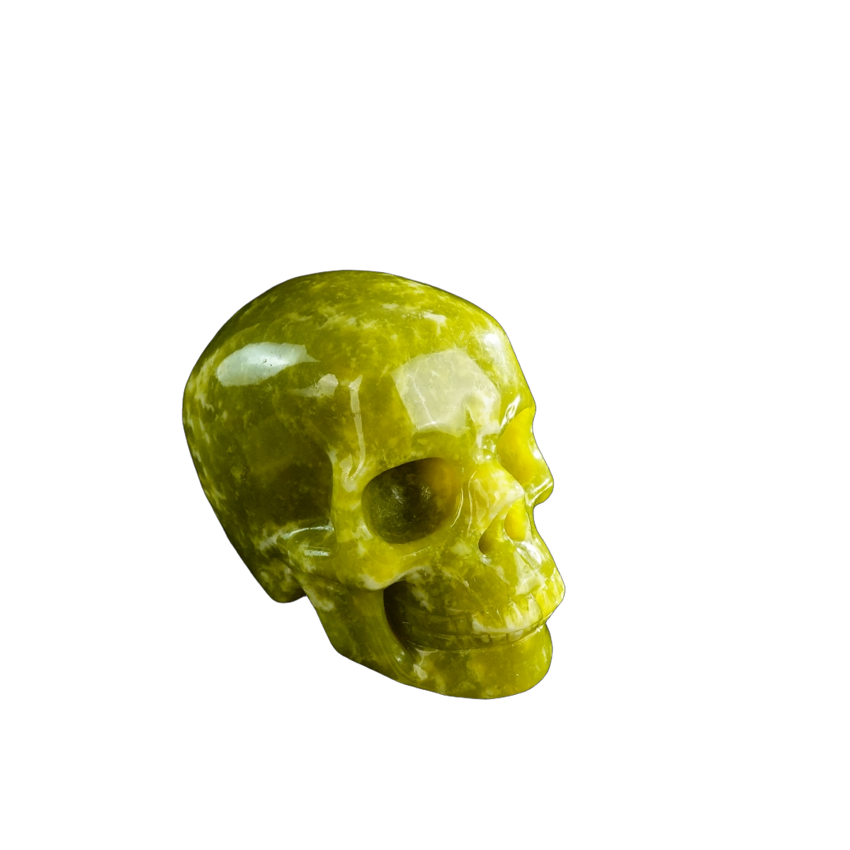3.0" Serpentine Crystal Skull Carving - Hand Carved Decor