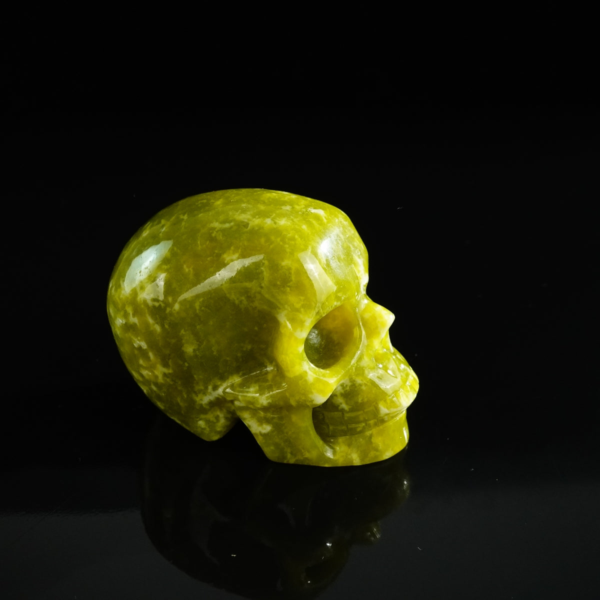 3.0" Serpentine Crystal Skull Carving - Unique Piece #XJ03