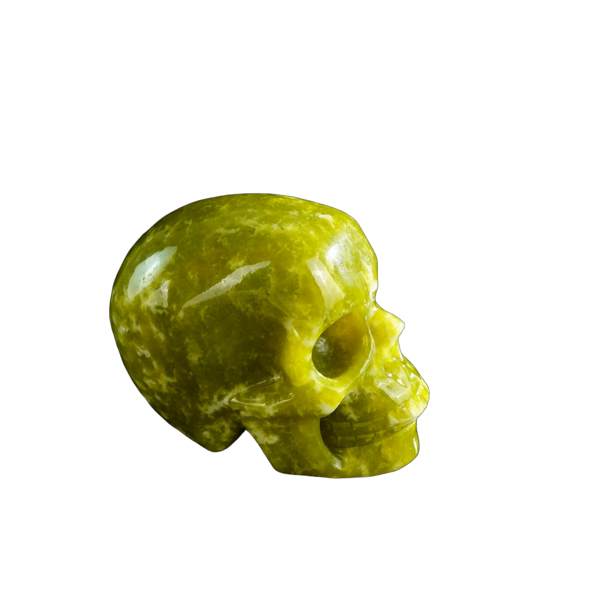 3.0" Serpentine Crystal Skull Carving - Hand Carved Decor