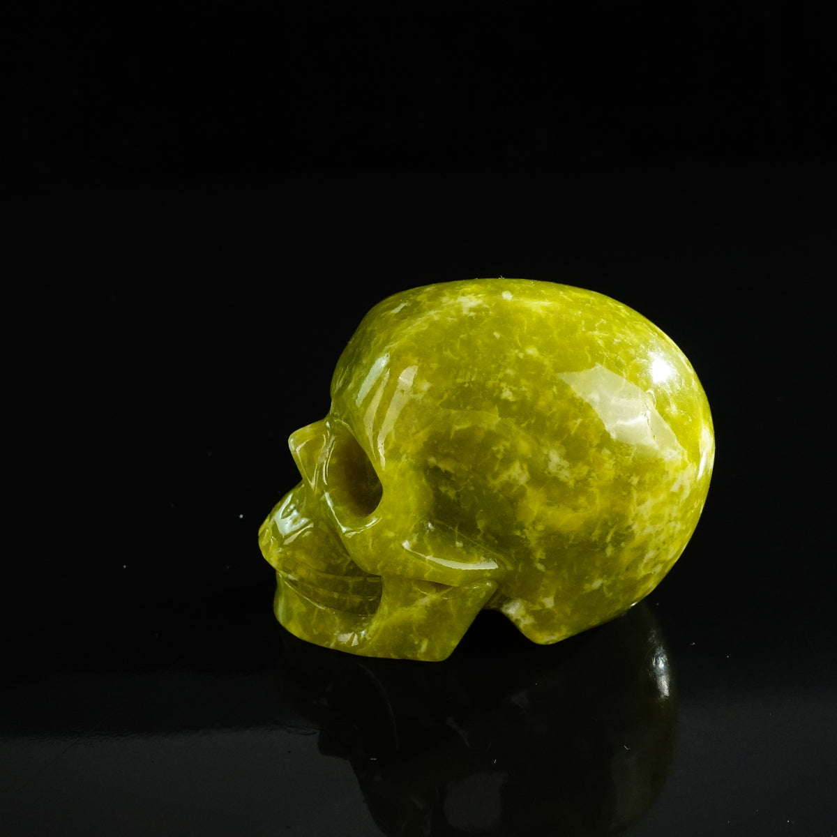 3.0" Serpentine Crystal Skull Carving - Unique Piece #XJ03