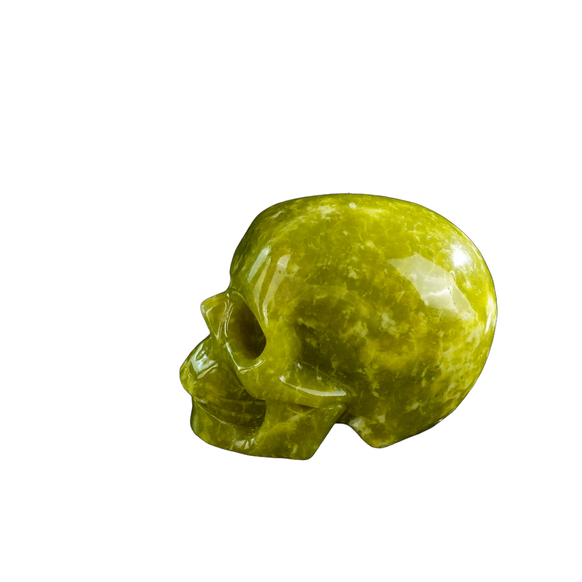 3.0" Serpentine Crystal Skull Carving - Hand Carved Decor