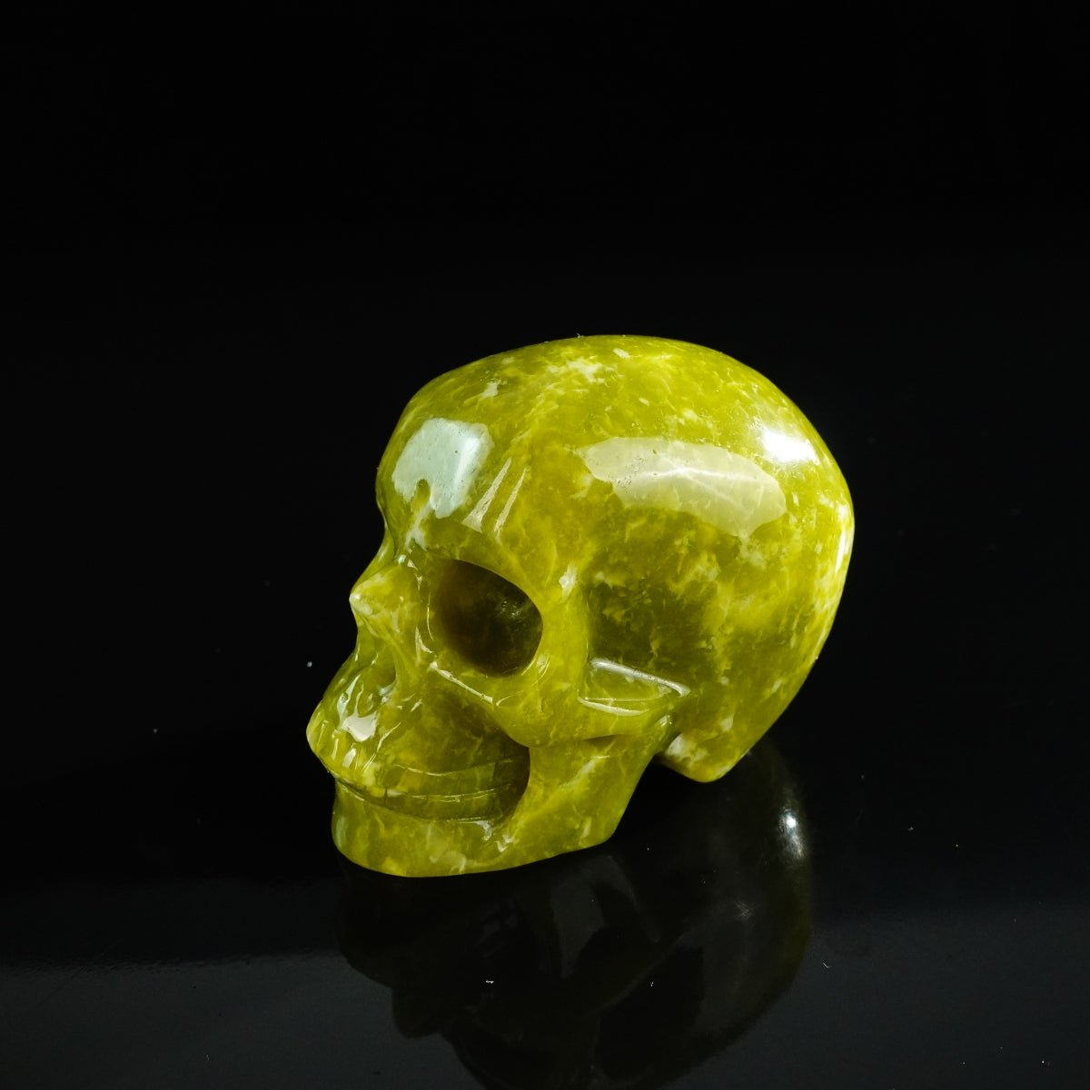 3.0" Serpentine Crystal Skull Carving - Unique Piece #XJ03