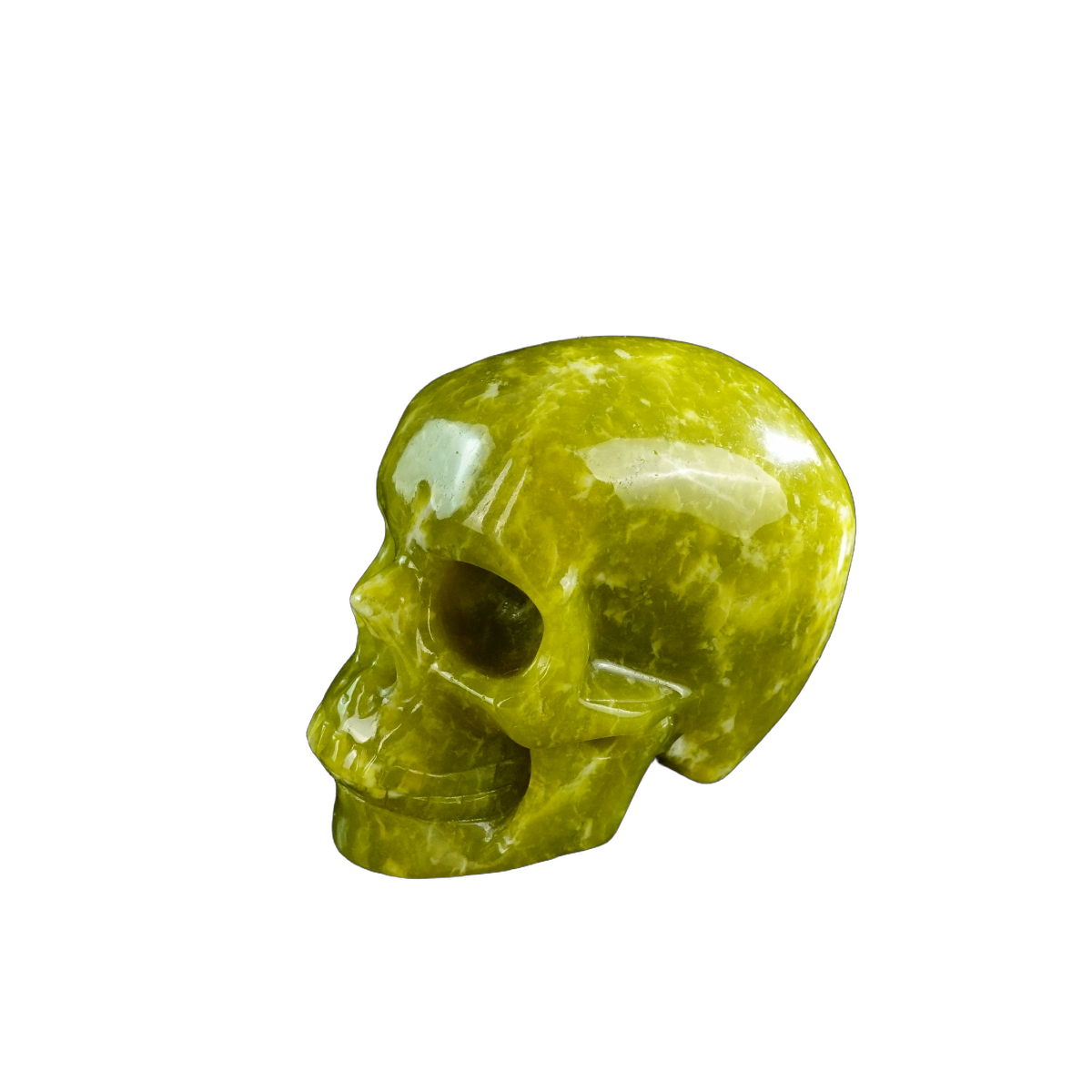 3.0" Serpentine Crystal Skull Carving - Hand Carved Decor