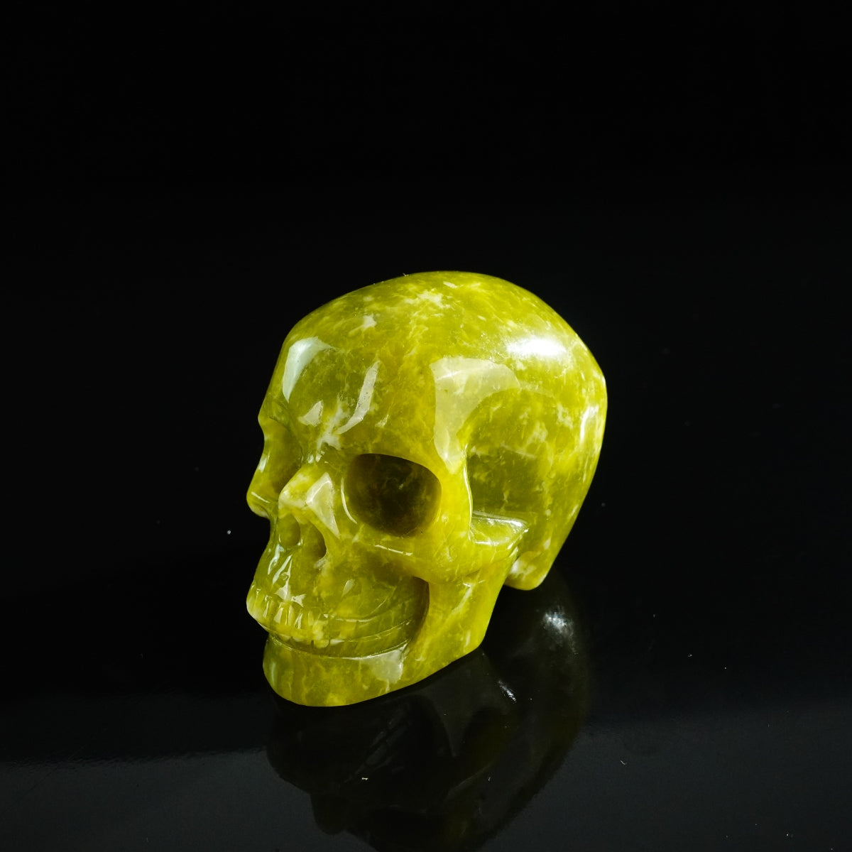 3.0" Serpentine Crystal Skull Carving - Unique Piece #XJ03