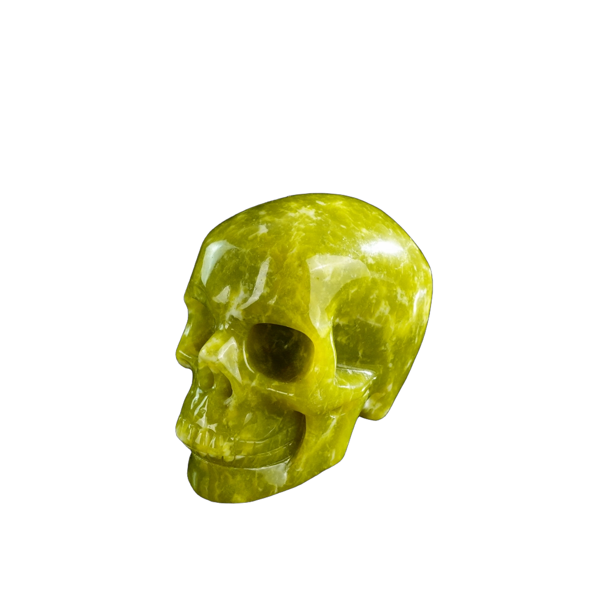 3.0" Serpentine Crystal Skull Carving - Hand Carved Decor
