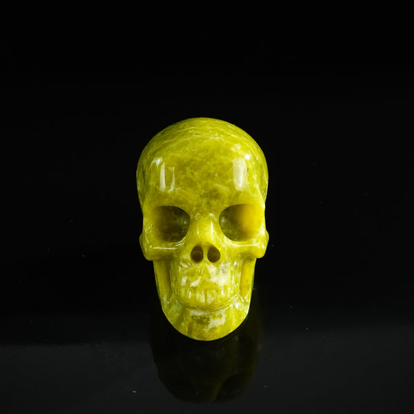 3.0" Serpentine Crystal Skull Carving - Unique Piece #XJ04