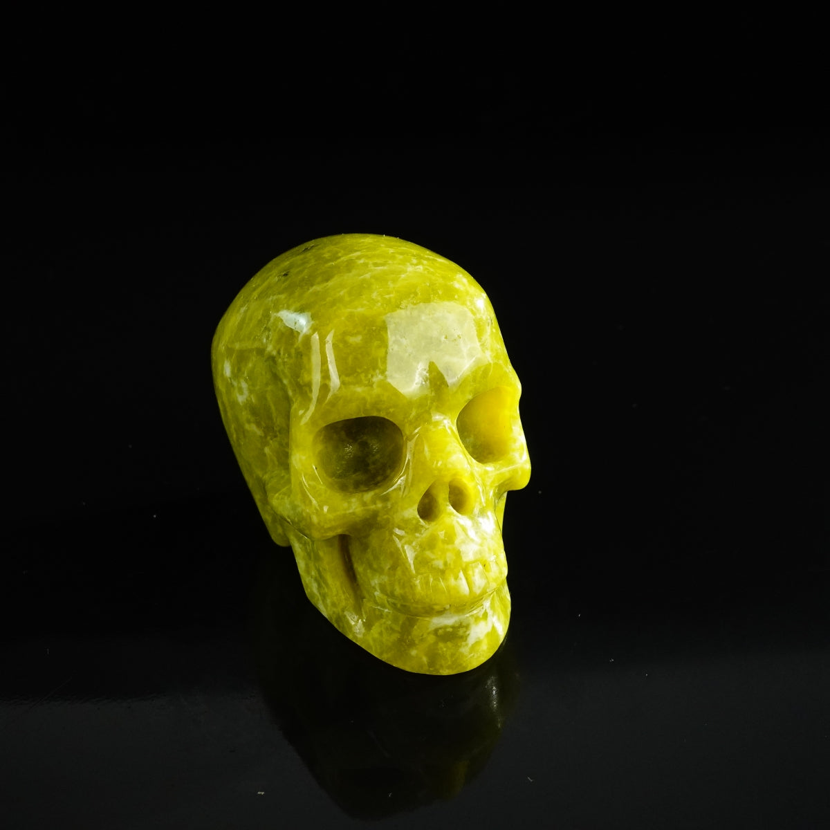 3.0" Serpentine Crystal Skull Carving - Unique Piece #XJ04