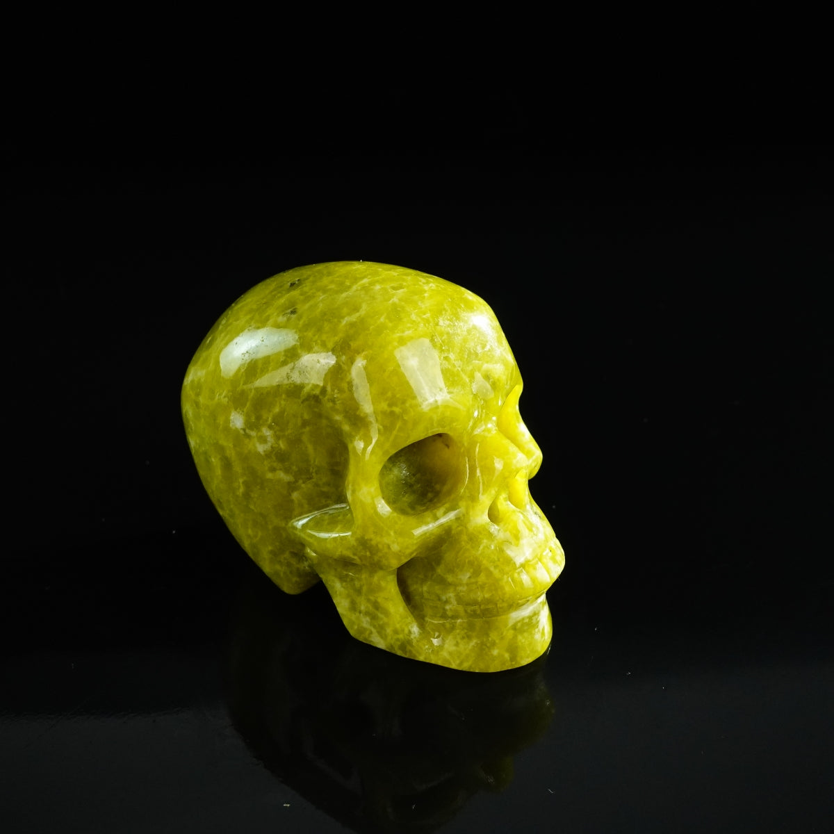 3.0" Serpentine Crystal Skull Carving - Unique Piece #XJ04
