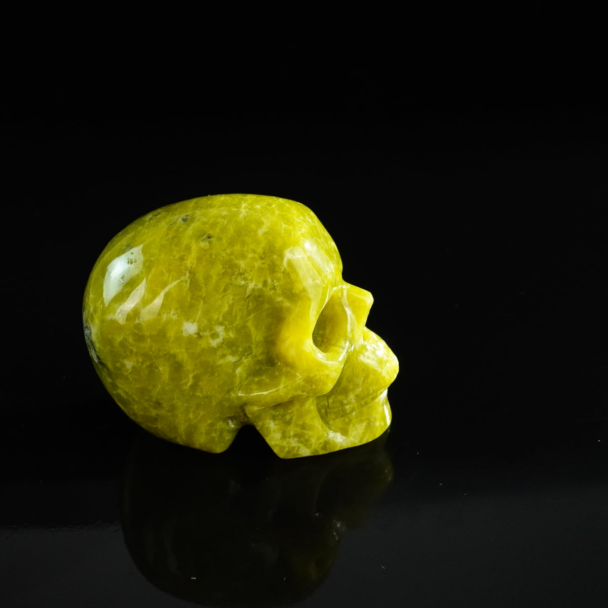 3.0" Serpentine Crystal Skull Carving - Unique Piece #XJ04