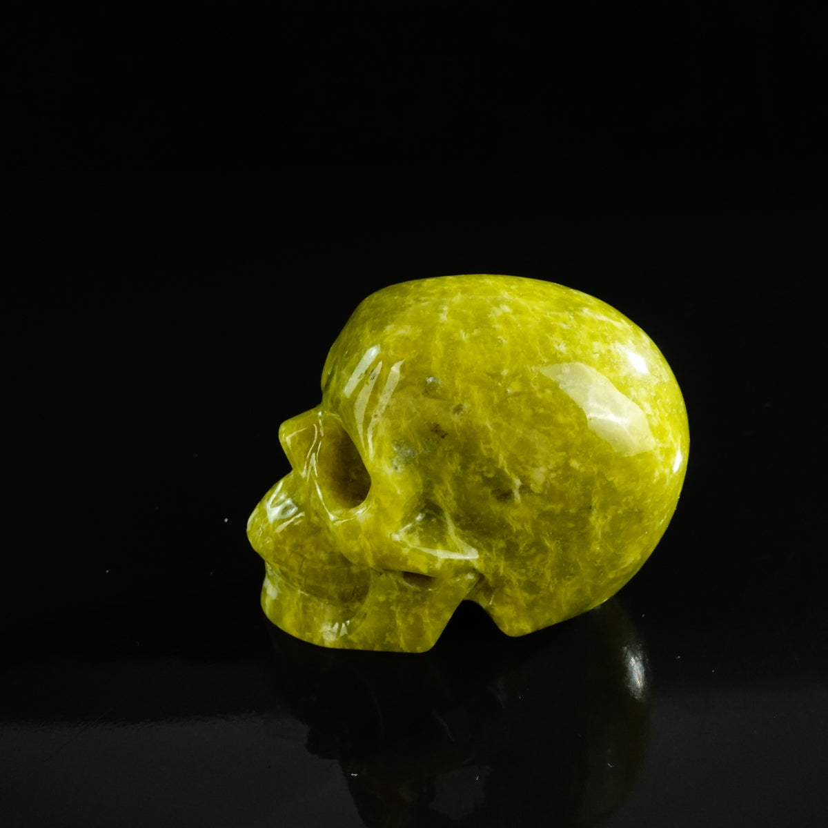 3.0" Serpentine Crystal Skull Carving - Unique Piece #XJ04