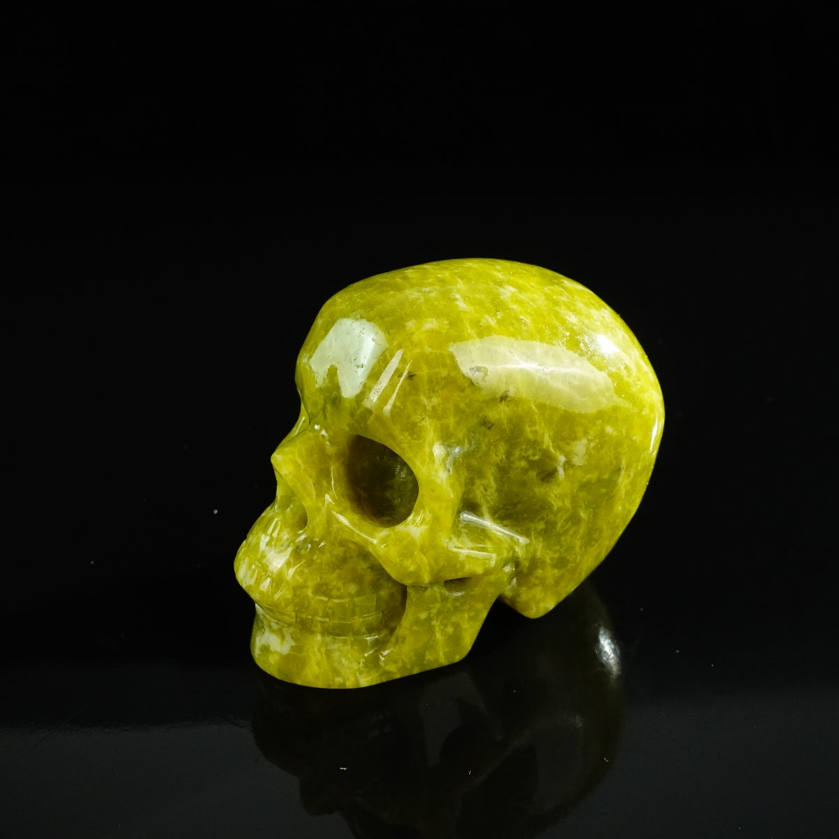 3.0" Serpentine Crystal Skull Carving - Unique Piece #XJ04