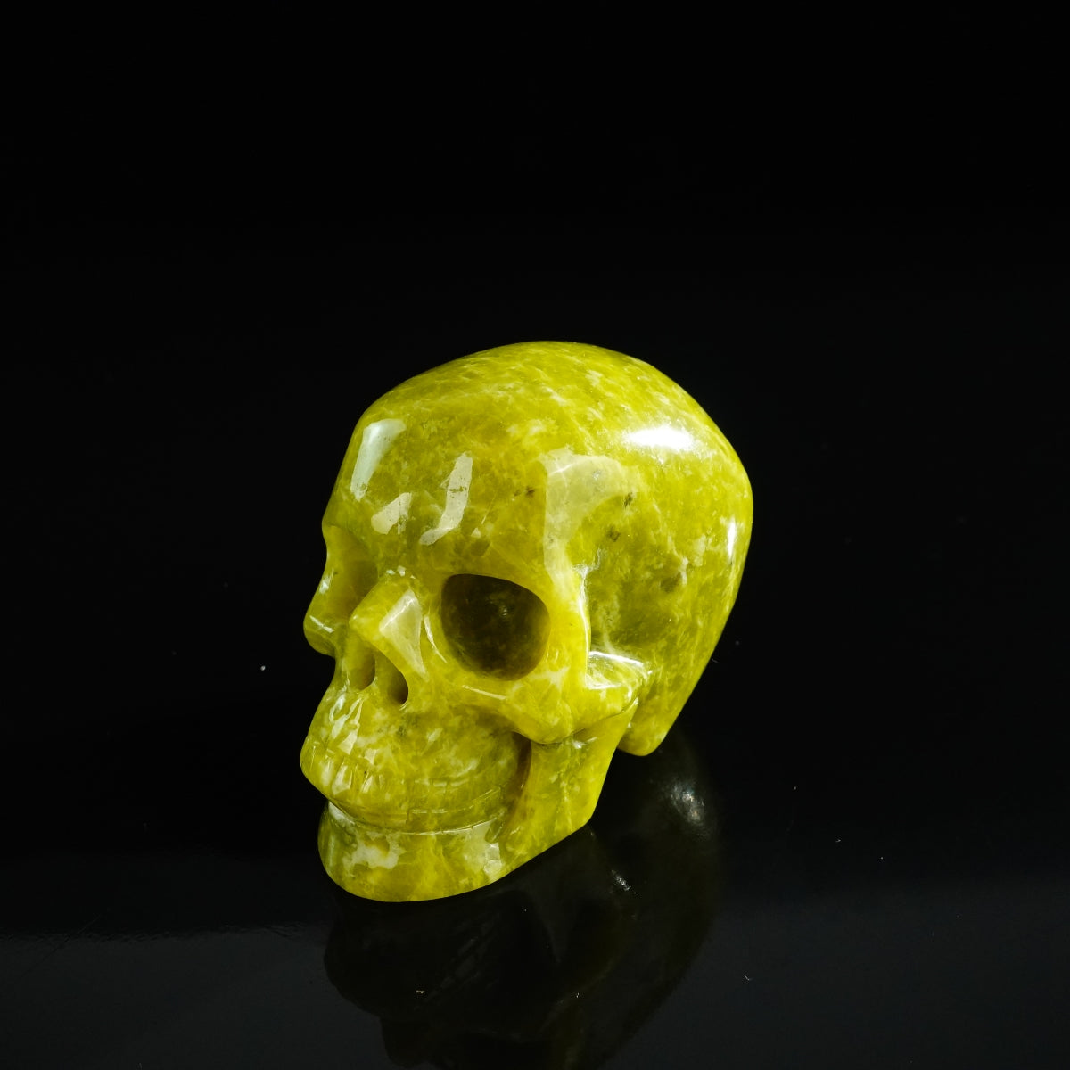 3.0" Serpentine Crystal Skull Carving - Unique Piece #XJ04