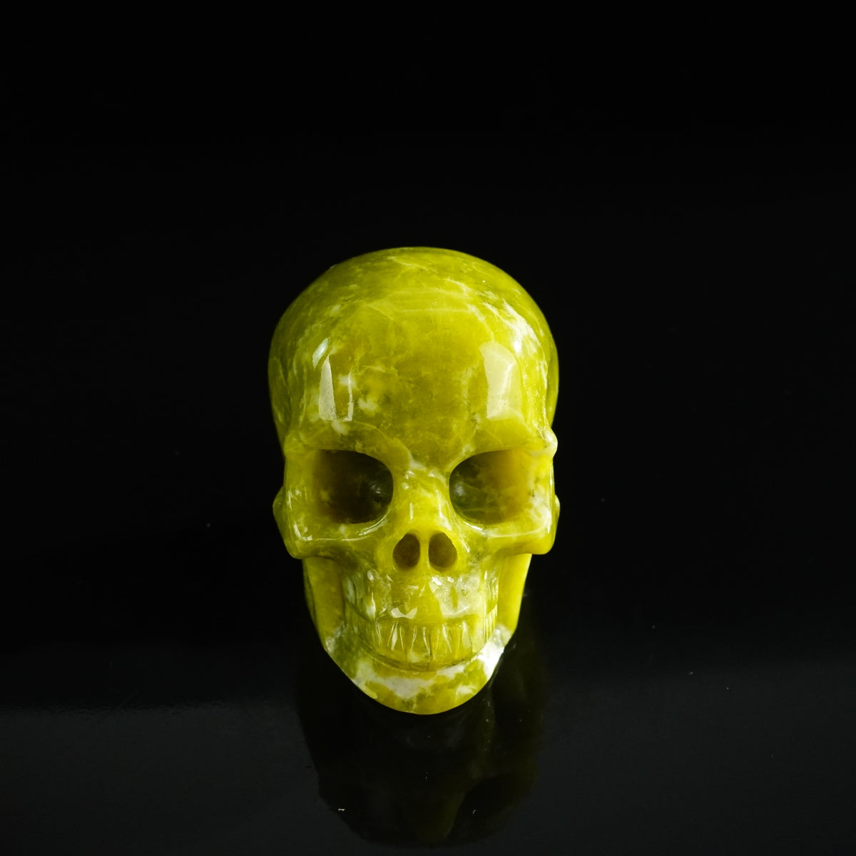3.0" Serpentine Crystal Skull Carving - Unique Piece #XJ05