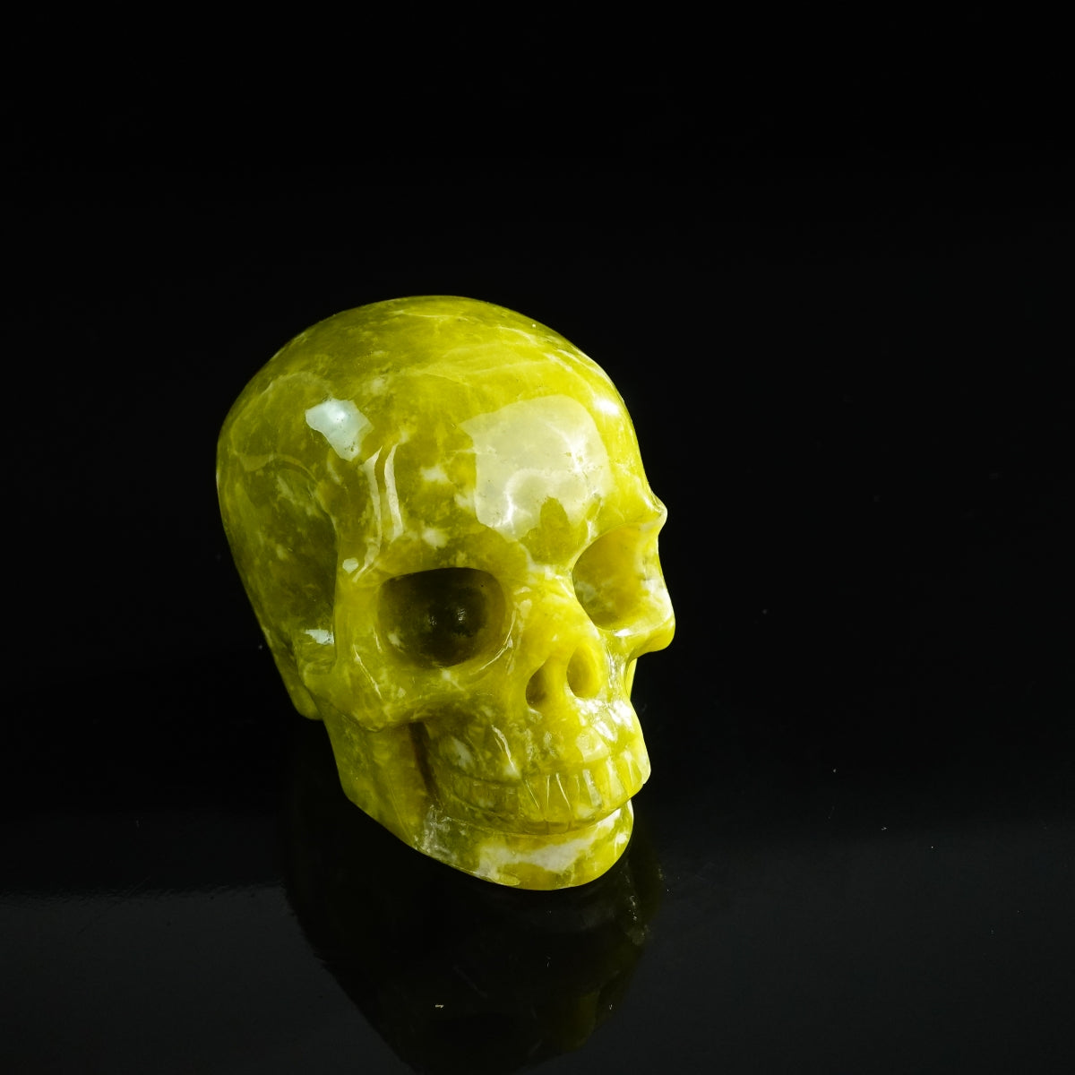 3.0" Serpentine Crystal Skull Carving - Unique Piece #XJ05
