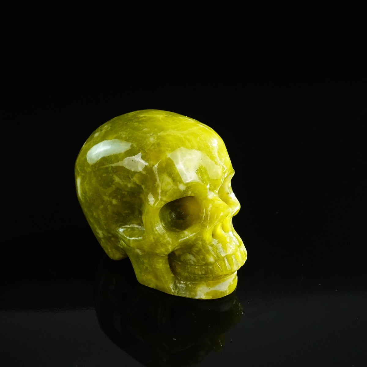 3.0" Serpentine Crystal Skull Carving - Unique Piece #XJ05