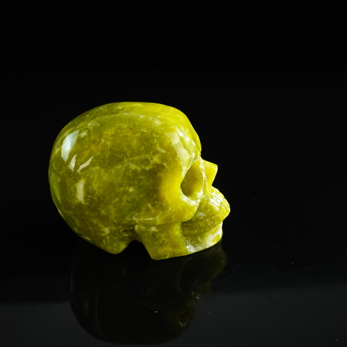3.0" Serpentine Crystal Skull Carving - Unique Piece #XJ05