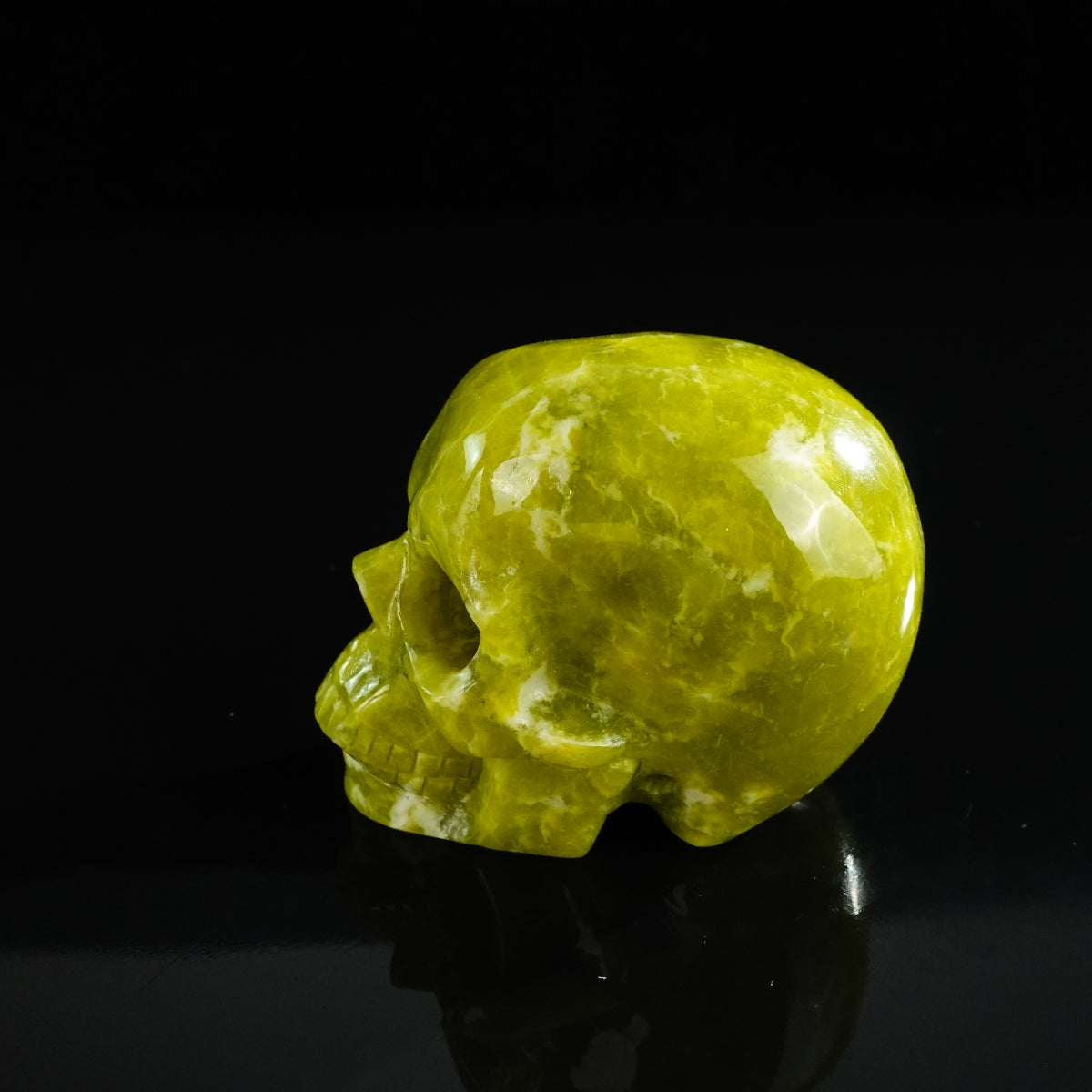3.0" Serpentine Crystal Skull Carving - Unique Piece #XJ05