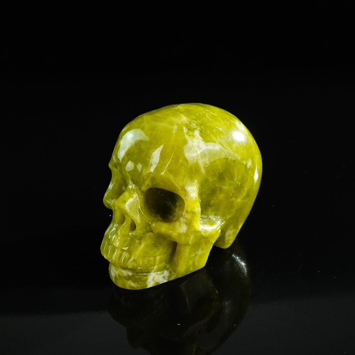3.0" Serpentine Crystal Skull Carving - Unique Piece #XJ05
