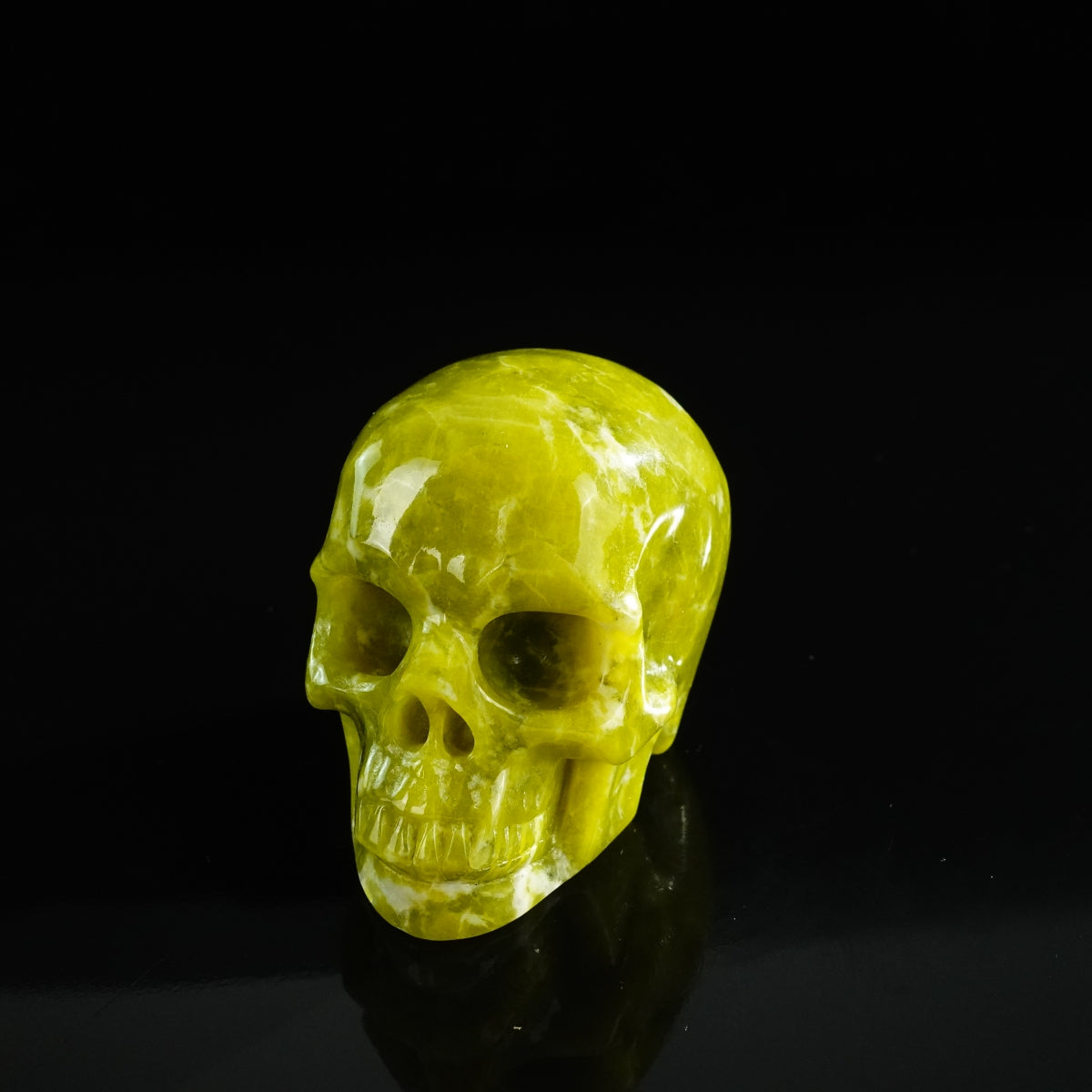 3.0" Serpentine Crystal Skull Carving - Unique Piece #XJ05