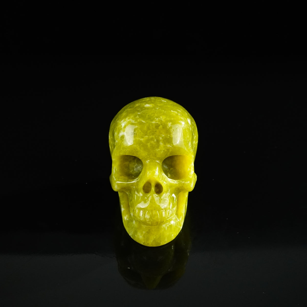 3.0" Serpentine Crystal Skull Carving - Unique Piece #XJ06