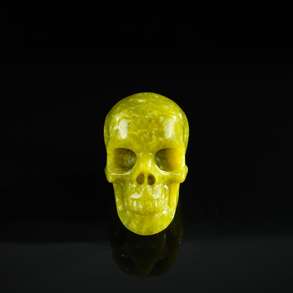 3.0" Serpentine Crystal Skull Carving - Unique Piece #XJ06