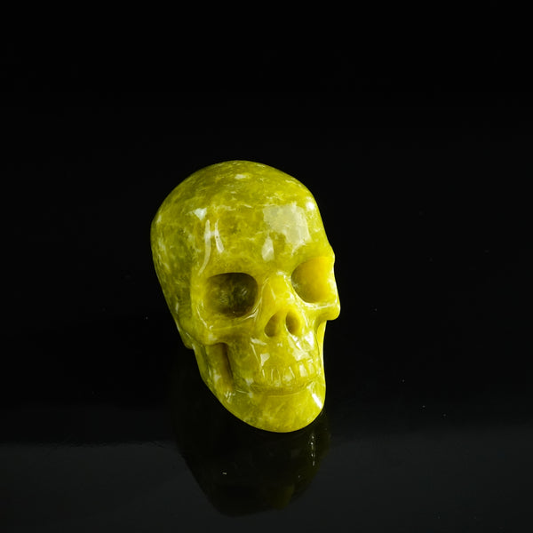 3.0" Serpentine Crystal Skull Carving - Unique Piece #XJ06 - alternate view