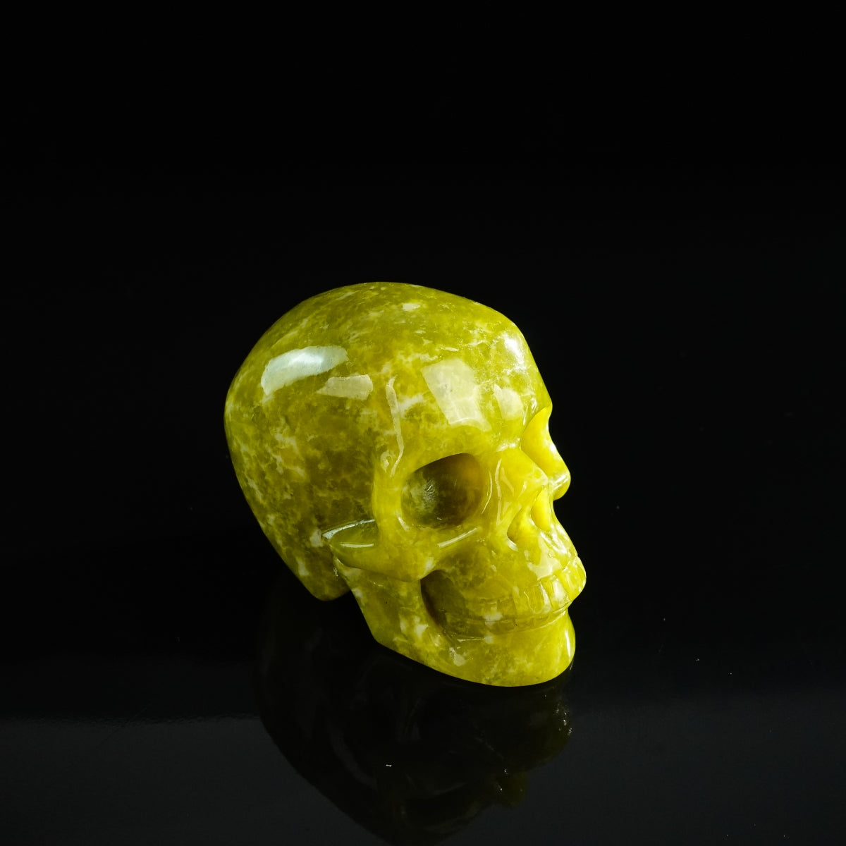 3.0" Serpentine Crystal Skull Carving - Unique Piece #XJ06