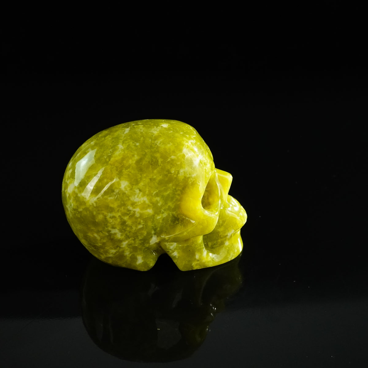 3.0" Serpentine Crystal Skull Carving - Unique Piece #XJ06