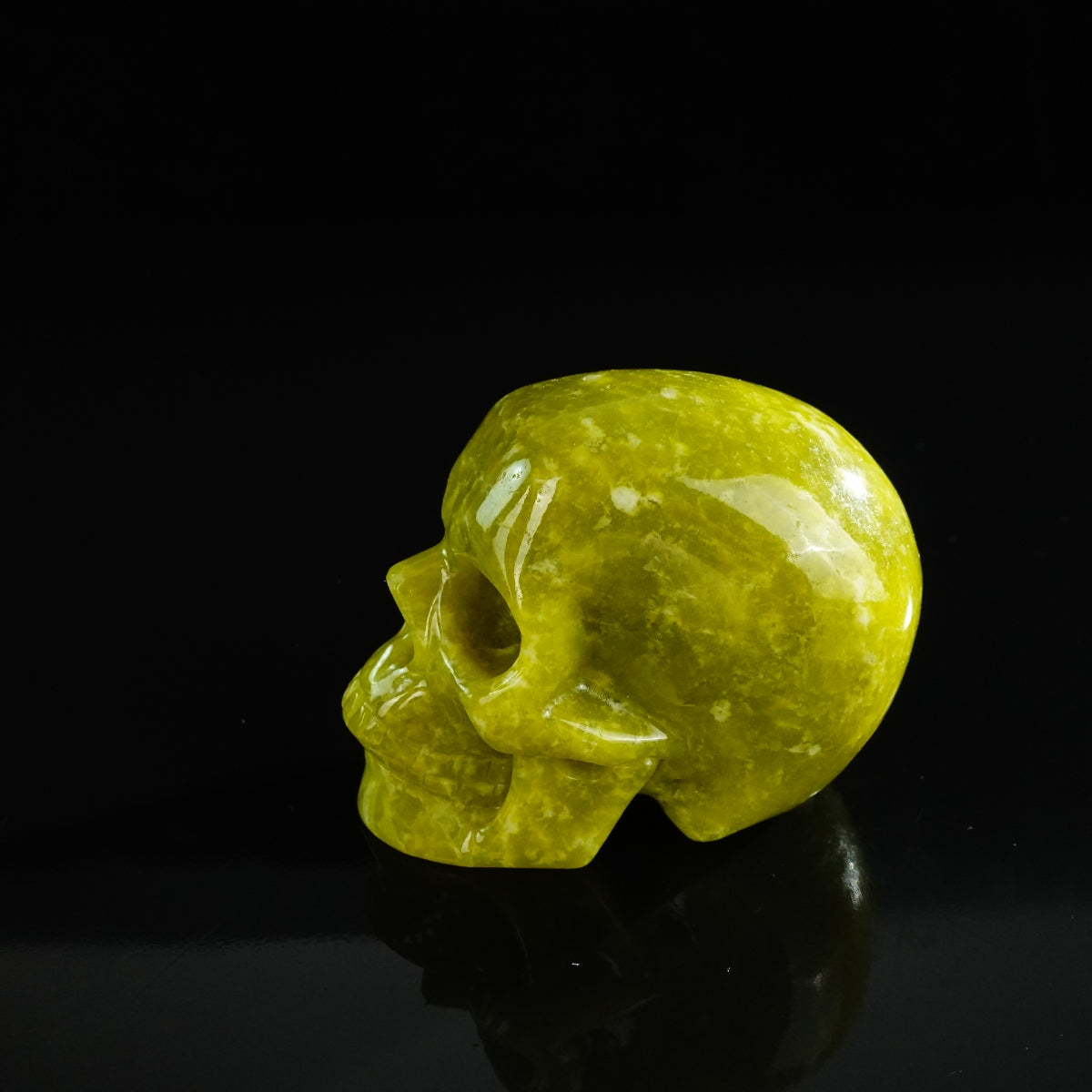 3.0" Serpentine Crystal Skull Carving - Unique Piece #XJ06
