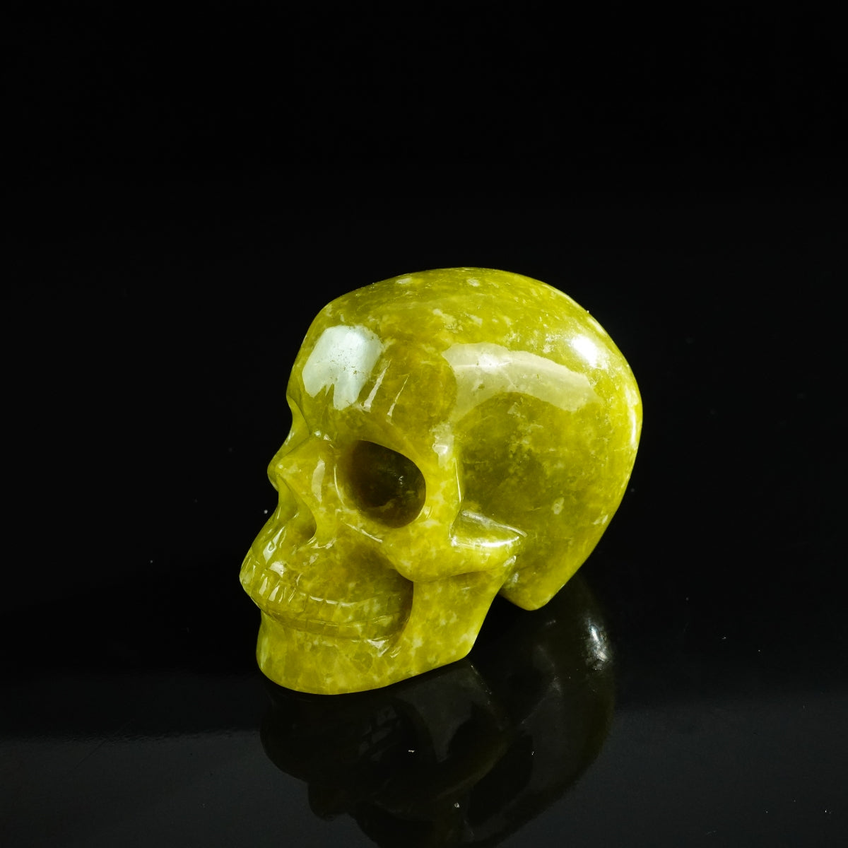 3.0" Serpentine Crystal Skull Carving - Unique Piece #XJ06