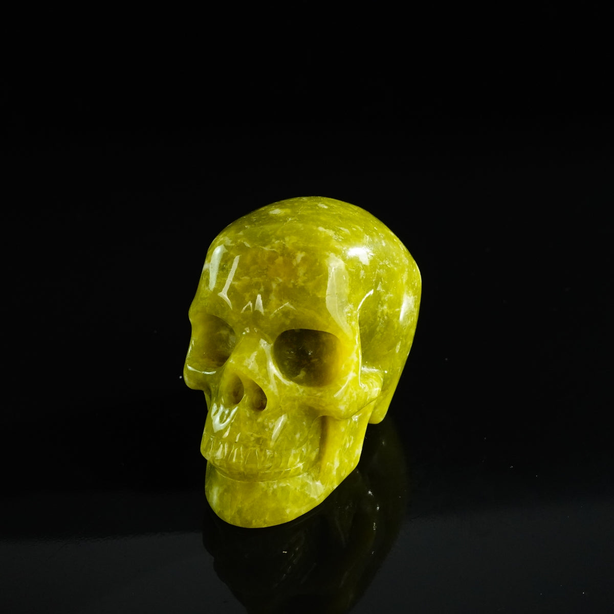 3.0" Serpentine Crystal Skull Carving - Unique Piece #XJ06